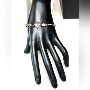 💛🩷 Rose Gold Heart Bracelet with Opal Accent 🩷💛